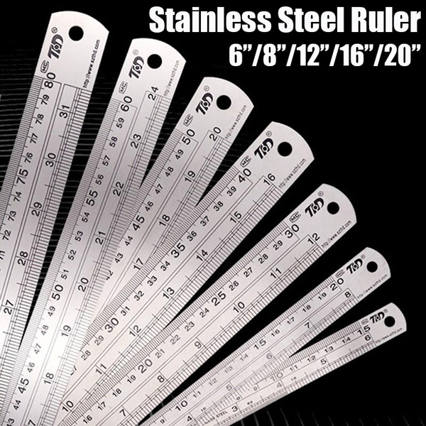 1Pc Metal Rulers 6/8/12/16/20inch Stainless Steel Rulers with High  Precision Graduation Line Double-sided Scale Drawing Measuring Tool